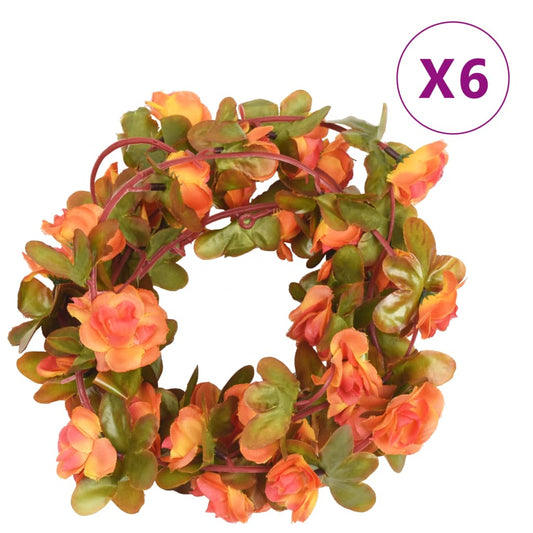 Berkfield Artificial Flower Garlands 6 pcs Orange 250 cm