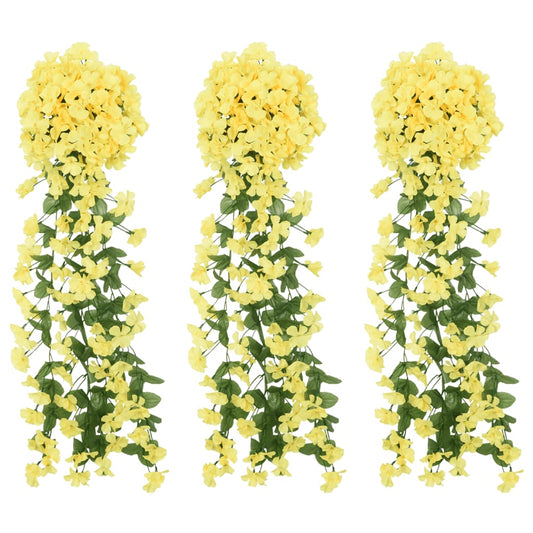 Berkfield Artificial Flower Garlands 3 pcs Yellow 85 cm