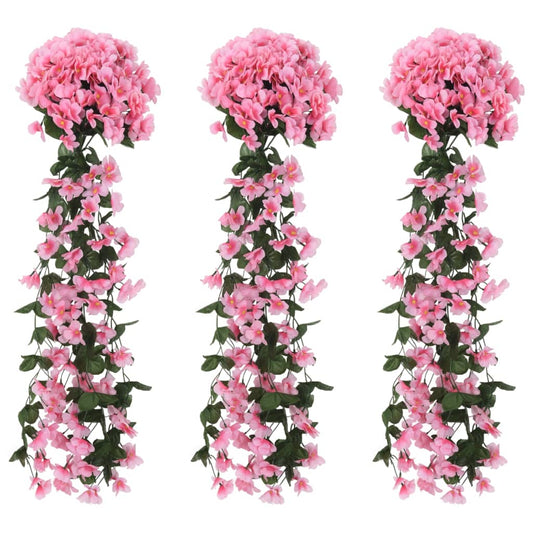 Berkfield Artificial Flower Garlands 3 pcs Pink 85 cm