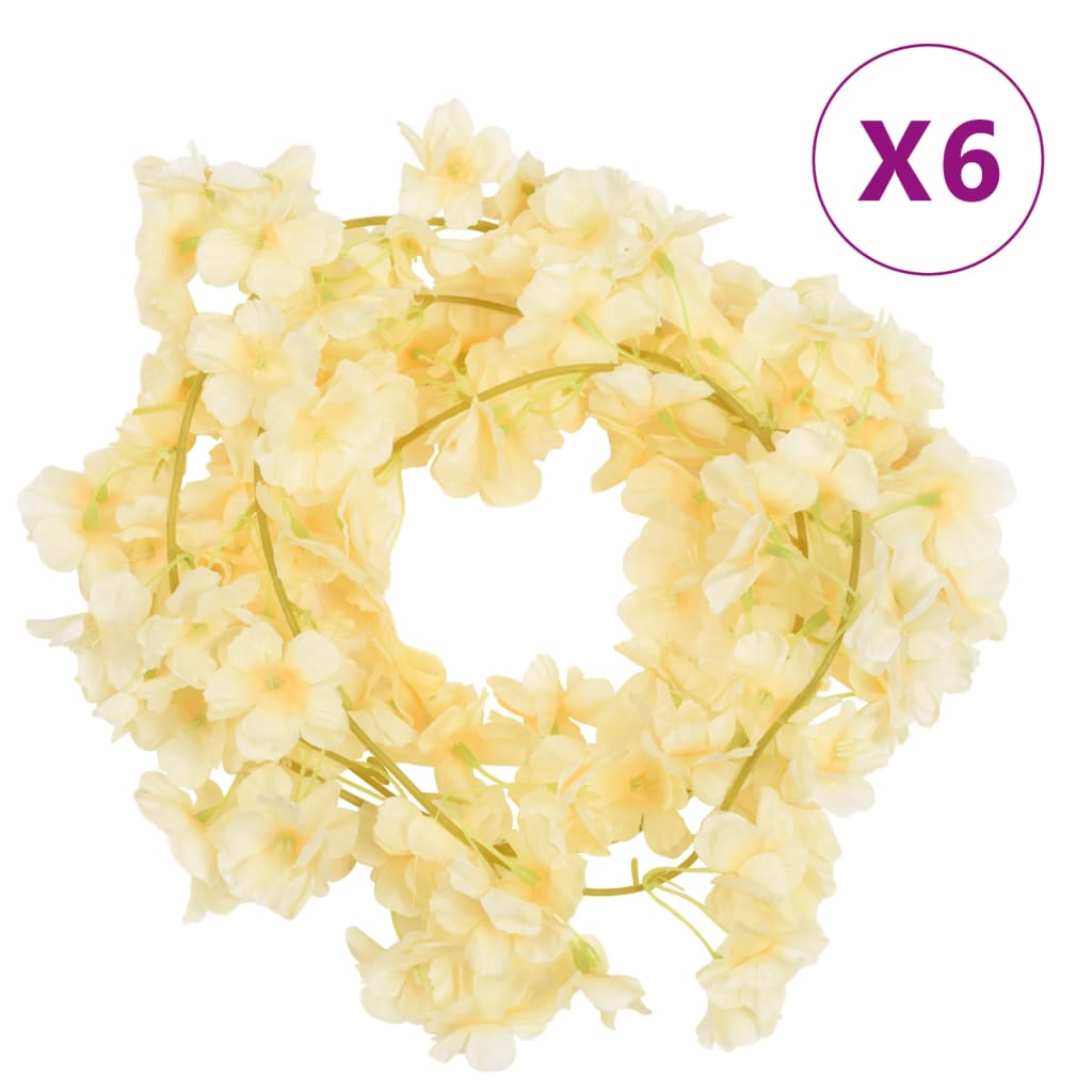 Berkfield Artificial Flower Garlands 6 pcs Champagne 180 cm