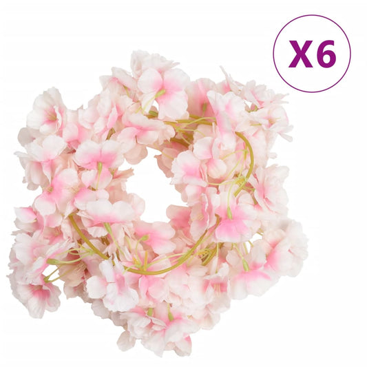 Berkfield Artificial Flower Garlands 6 pcs Light Pink 180 cm