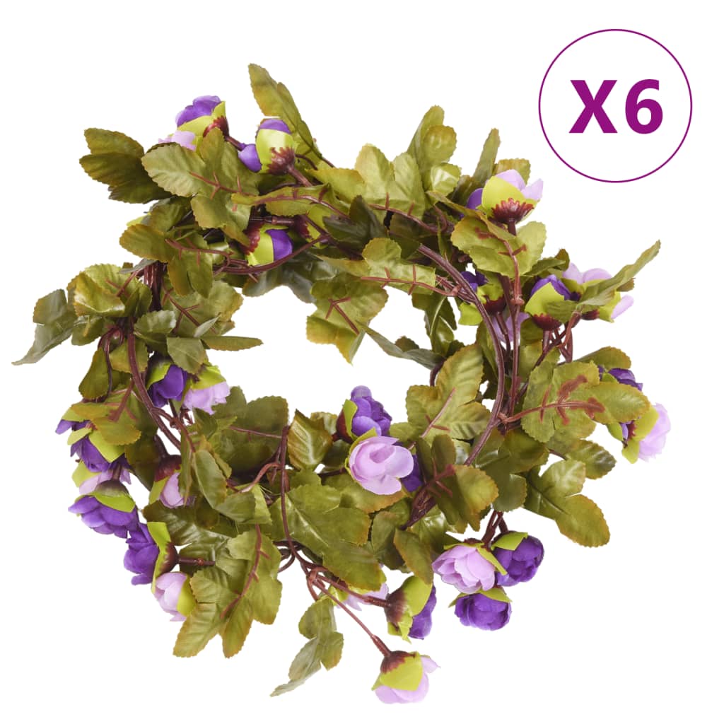 Berkfield Artificial Flower Garlands 6 pcs Light Purple 215 cm