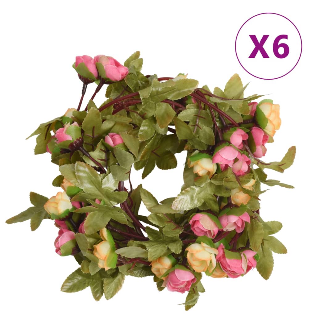 Berkfield Artificial Flower Garlands 6 pcs Pink 215 cm