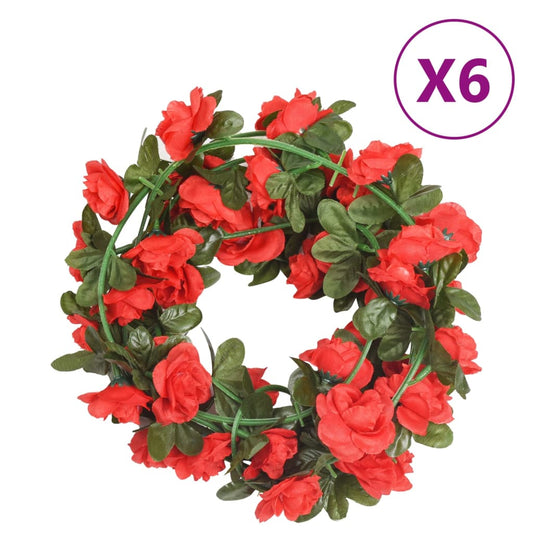 Berkfield Artificial Flower Garlands 6 pcs Red 240 cm