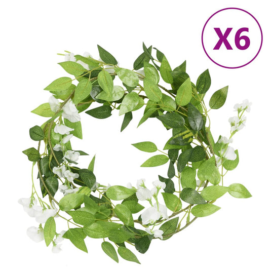 Berkfield Artificial Flower Garlands 6 pcs White 200 cm