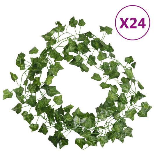 Berkfield Artificial Ivy Garlands 24 pcs Green 200 cm