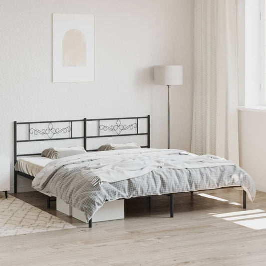 Berkfield Metal Bed Frame with Headboard Black 183x213 cm