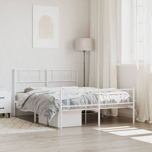 Berkfield Metal Bed Frame with Headboard and Footboard White 160x200 cm