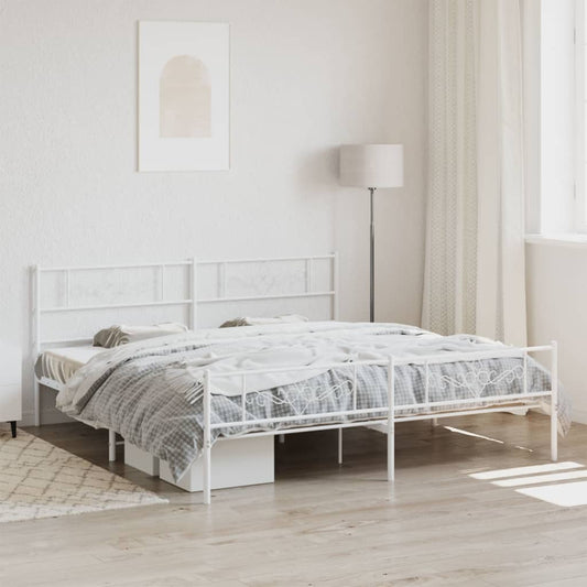 Berkfield Metal Bed Frame with Headboard and Footboard White 180x200 cm