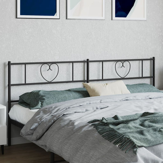 Berkfield Metal Headboard Black 200 cm