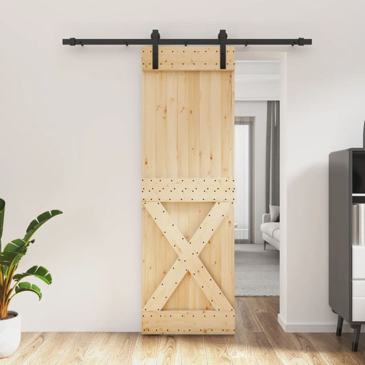 Berkfield Sliding Door with Hardware Set 70x210 cm Solid Wood Pine