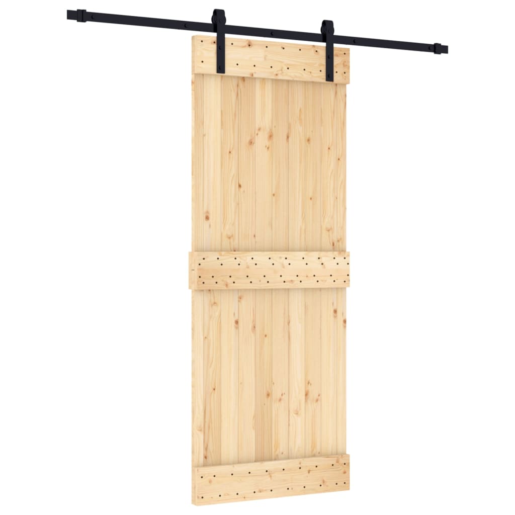 Berkfield Sliding Door with Hardware Set 80x210 cm Solid Wood Pine