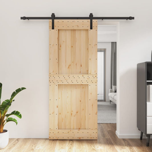 Berkfield Sliding Door with Hardware Set 85x210 cm Solid Wood Pine