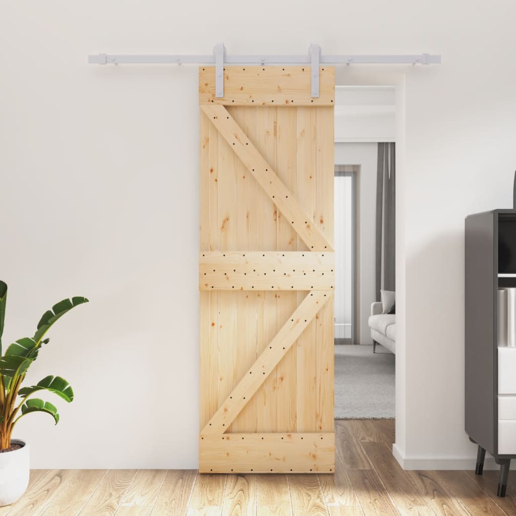 Berkfield Sliding Door with Hardware Set 70x210 cm Solid Wood Pine