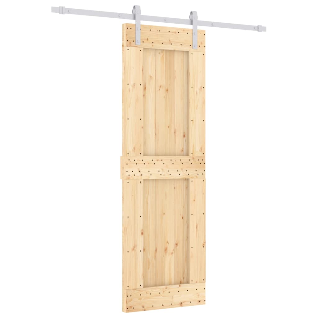Berkfield Sliding Door with Hardware Set 70x210 cm Solid Wood Pine