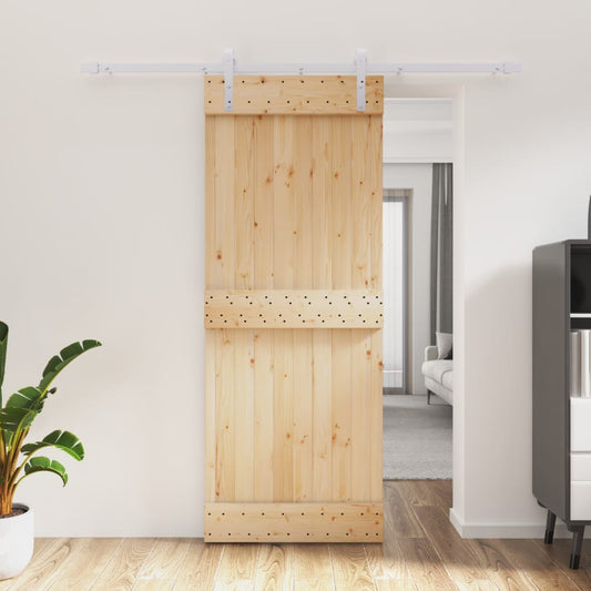 Berkfield Sliding Door with Hardware Set 80x210 cm Solid Wood Pine