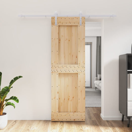 Berkfield Sliding Door with Hardware Set 70x210 cm Solid Wood Pine