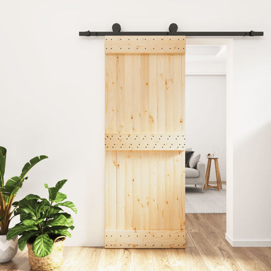 Berkfield Sliding Door with Hardware Set 80x210 cm Solid Wood Pine