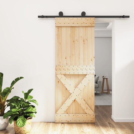 Berkfield Sliding Door with Hardware Set 80x210 cm Solid Wood Pine