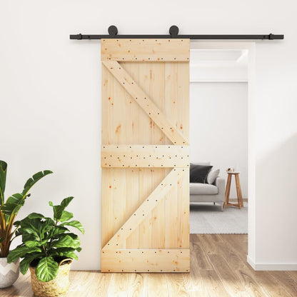 Berkfield Sliding Door with Hardware Set 85x210 cm Solid Wood Pine