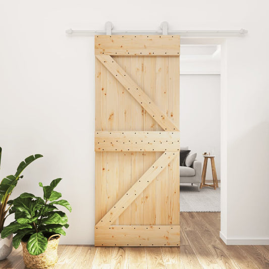 Berkfield Sliding Door with Hardware Set 85x210 cm Solid Wood Pine