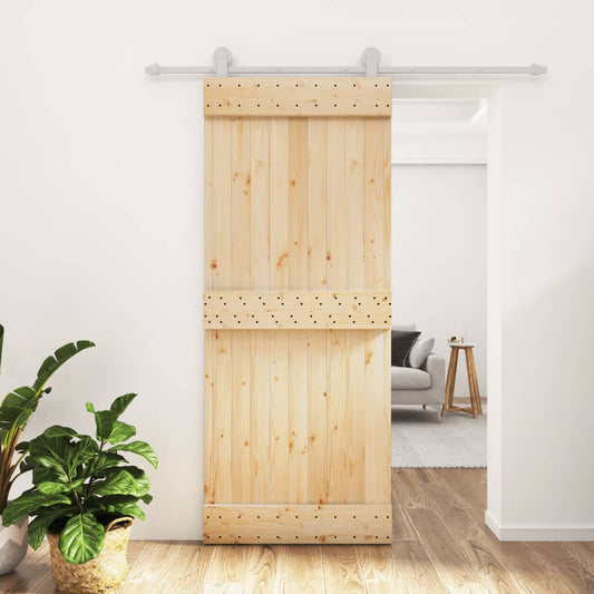 Berkfield Sliding Door with Hardware Set 85x210 cm Solid Wood Pine