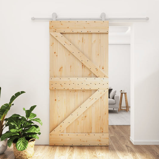 Berkfield Sliding Door with Hardware Set 100x210 cm Solid Wood Pine