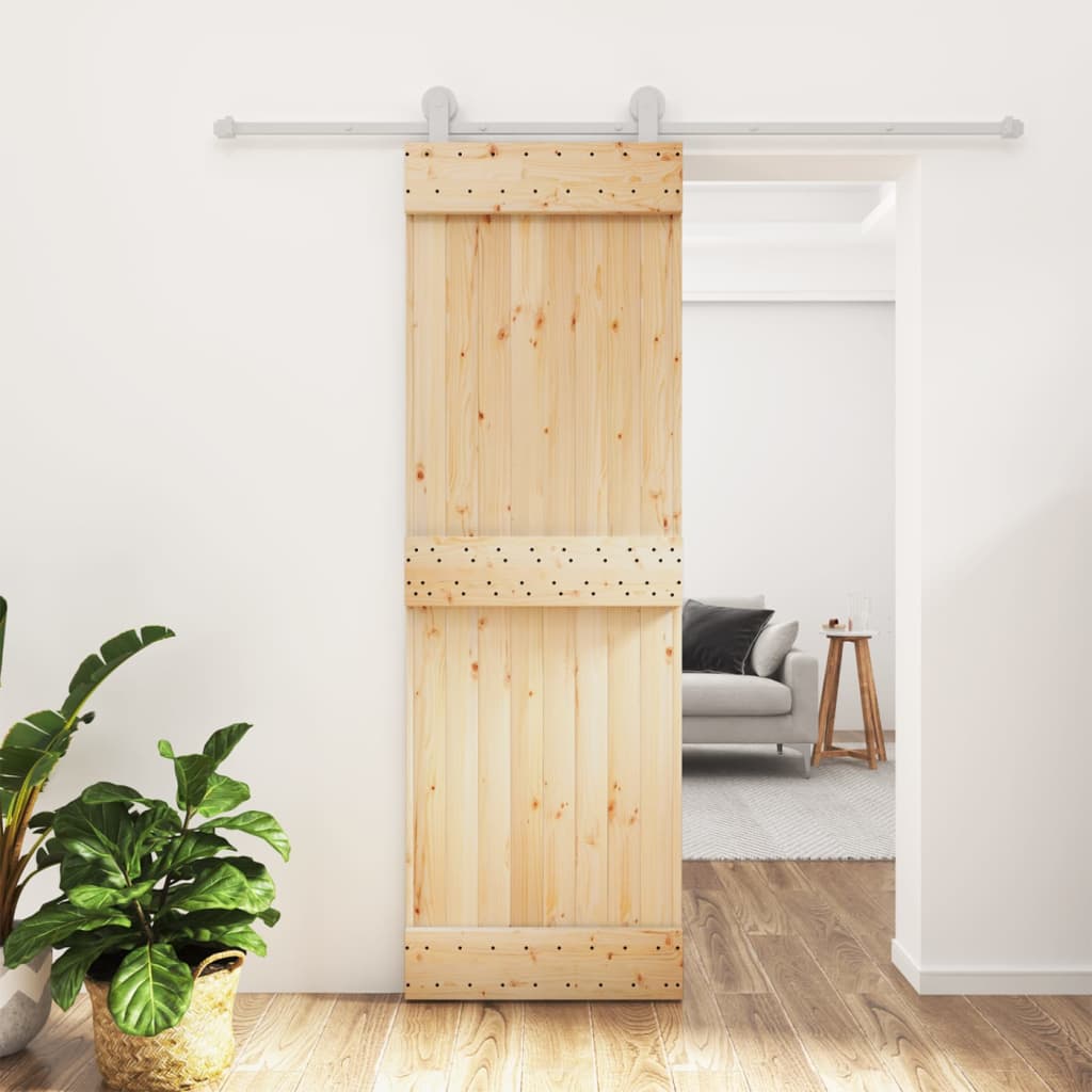Berkfield Sliding Door with Hardware Set 70x210 cm Solid Wood Pine