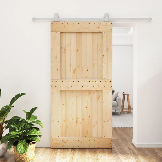 Berkfield Sliding Door with Hardware Set 100x210 cm Solid Wood Pine