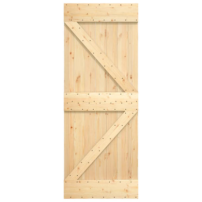 Berkfield Sliding Door with Hardware Set 70x210 cm Solid Wood Pine