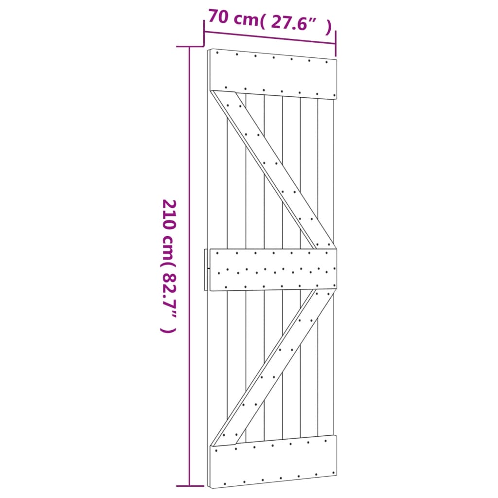 Berkfield Sliding Door with Hardware Set 70x210 cm Solid Wood Pine