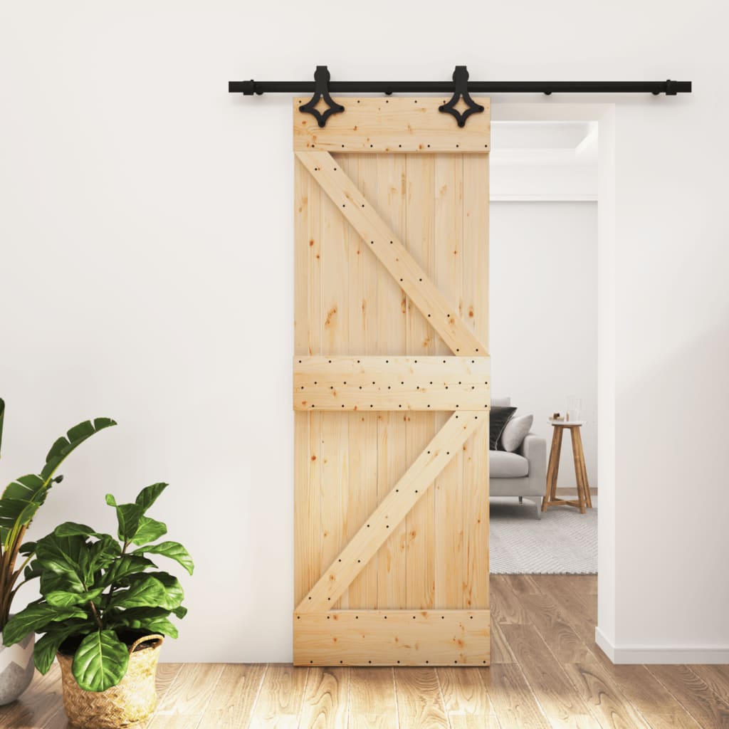 Berkfield Sliding Door with Hardware Set 70x210 cm Solid Wood Pine