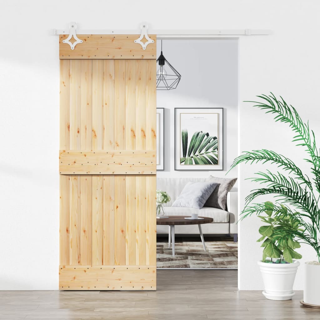 Berkfield Sliding Door with Hardware Set 70x210 cm Solid Wood Pine