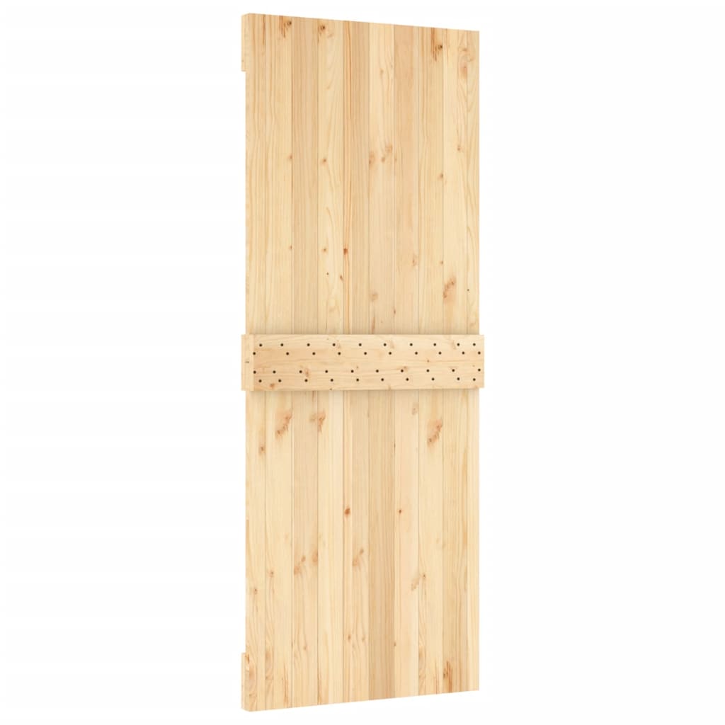 Berkfield Sliding Door with Hardware Set 80x210 cm Solid Wood Pine