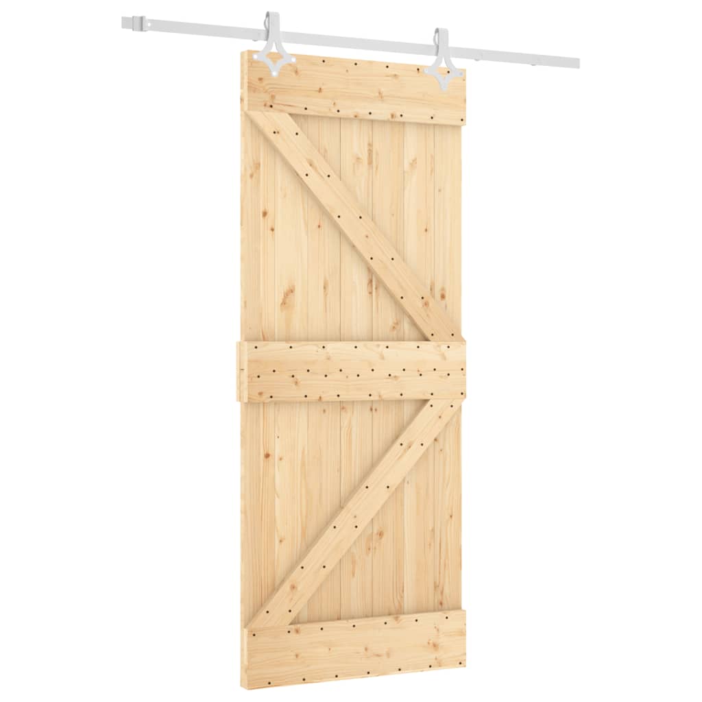 Berkfield Sliding Door with Hardware Set 85x210 cm Solid Wood Pine