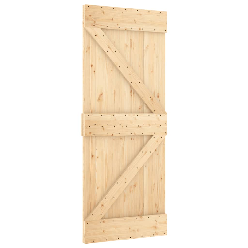 Berkfield Sliding Door with Hardware Set 85x210 cm Solid Wood Pine