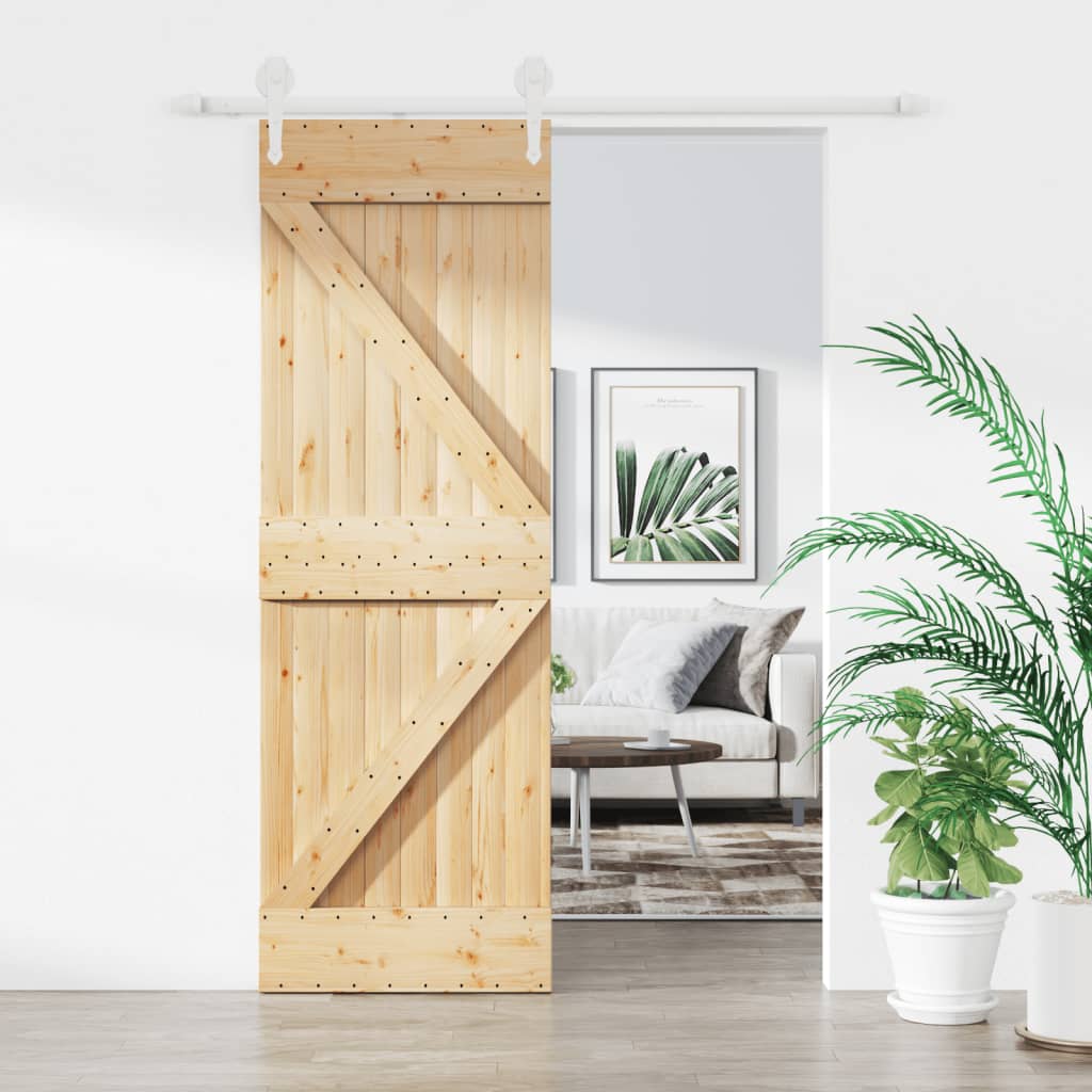 Berkfield Sliding Door with Hardware Set 70x210 cm Solid Wood Pine