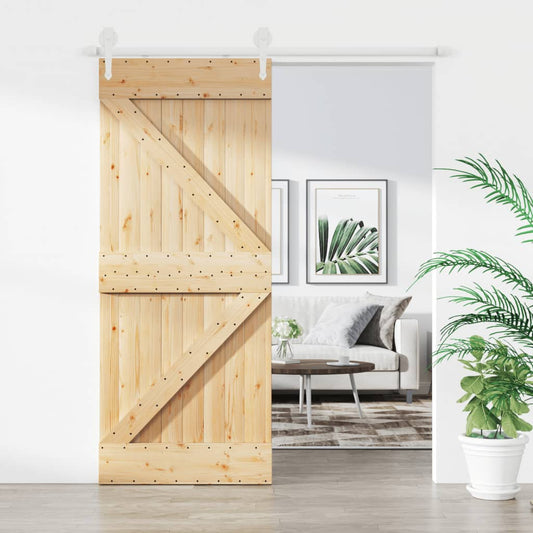 Berkfield Sliding Door with Hardware Set 85x210 cm Solid Wood Pine