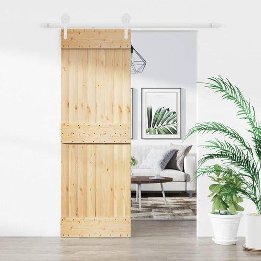 Berkfield Sliding Door with Hardware Set 70x210 cm Solid Wood Pine