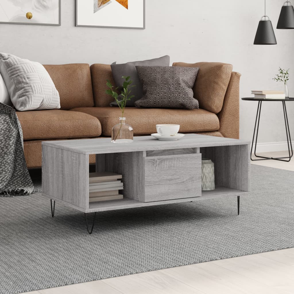 Berkfield Coffee Table Grey Sonoma 90x50x36.5 cm Engineered Wood