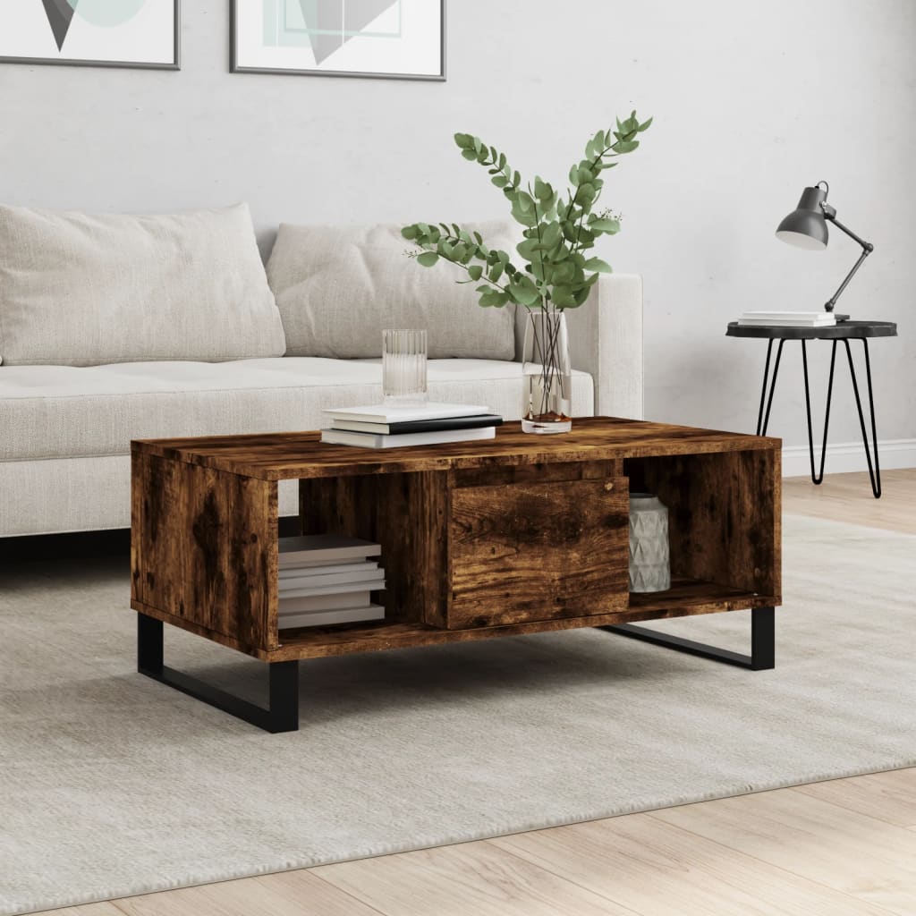 Berkfield Coffee Table Smoked Oak 90x50x36.5 cm Engineered Wood