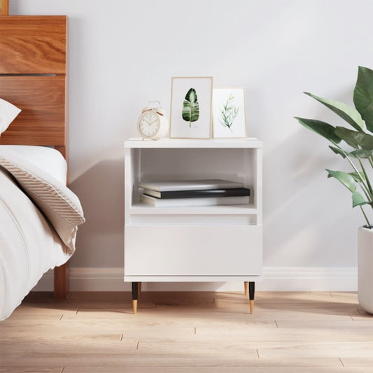 Berkfield Bedside Cabinet High Gloss White 40x35x50 cm Engineered Wood