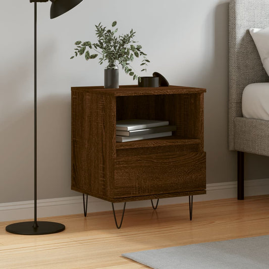 Berkfield Bedside Cabinet Brown Oak 40x35x50 cm Engineered Wood