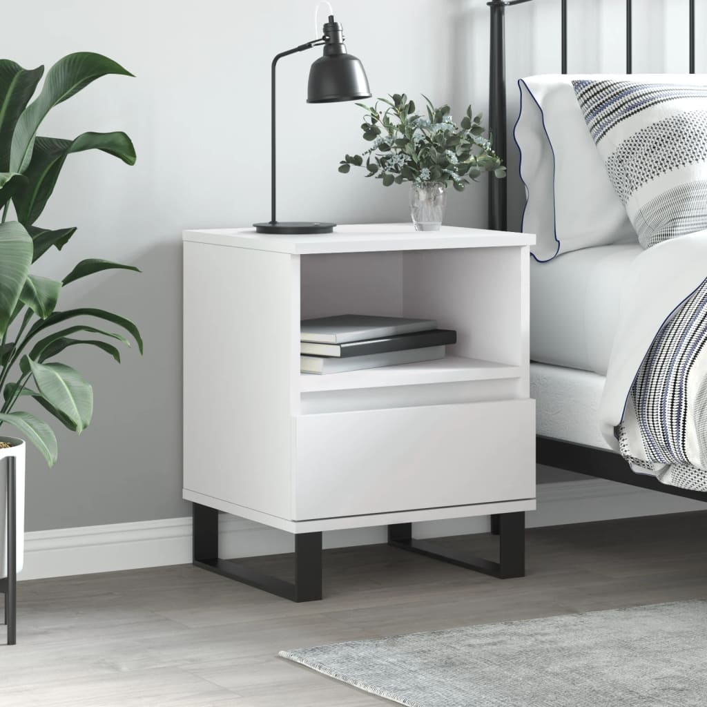 Berkfield Bedside Cabinet White 40x35x50 cm Engineered Wood
