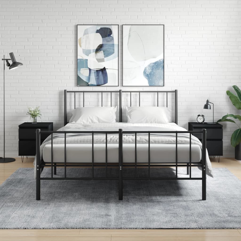 Berkfield Bedside Cabinets 2 pcs Black 40x35x50 cm Engineered Wood