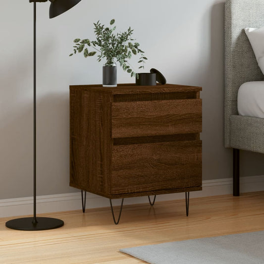 Berkfield Bedside Cabinet Brown Oak 40x35x50 cm Engineered Wood