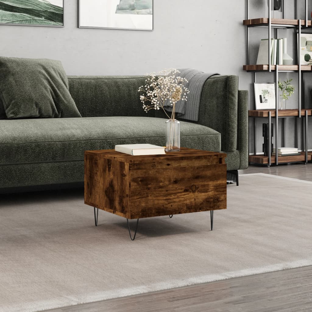 Berkfield Coffee Table Smoked Oak 50x46x35 cm Engineered Wood