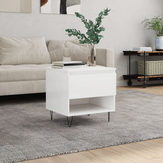 Berkfield Coffee Table High Gloss White 50x46x50 cm Engineered Wood