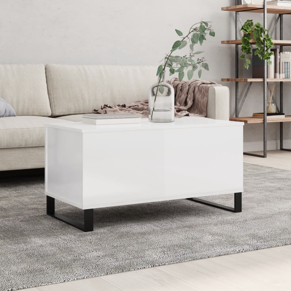 Berkfield Coffee Table High Gloss White 90x44.5x45 cm Engineered Wood
