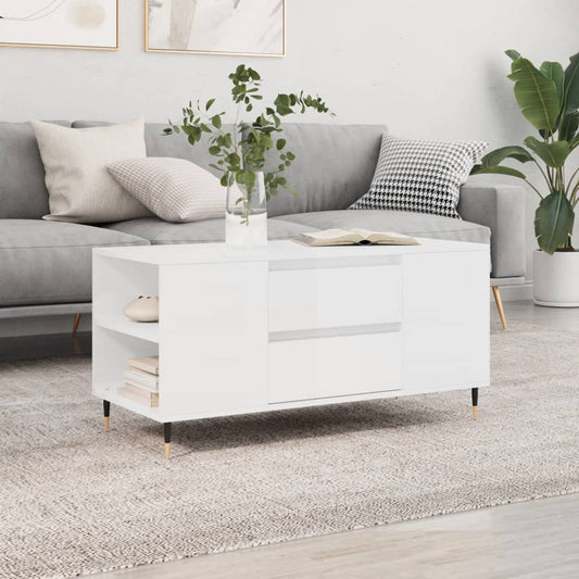 Berkfield Coffee Table High Gloss White 102x44.5x50 cm Engineered Wood